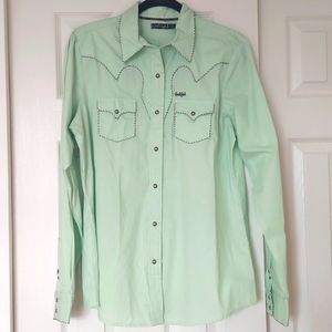 Cruel Girl light green western cowgirl shirt
